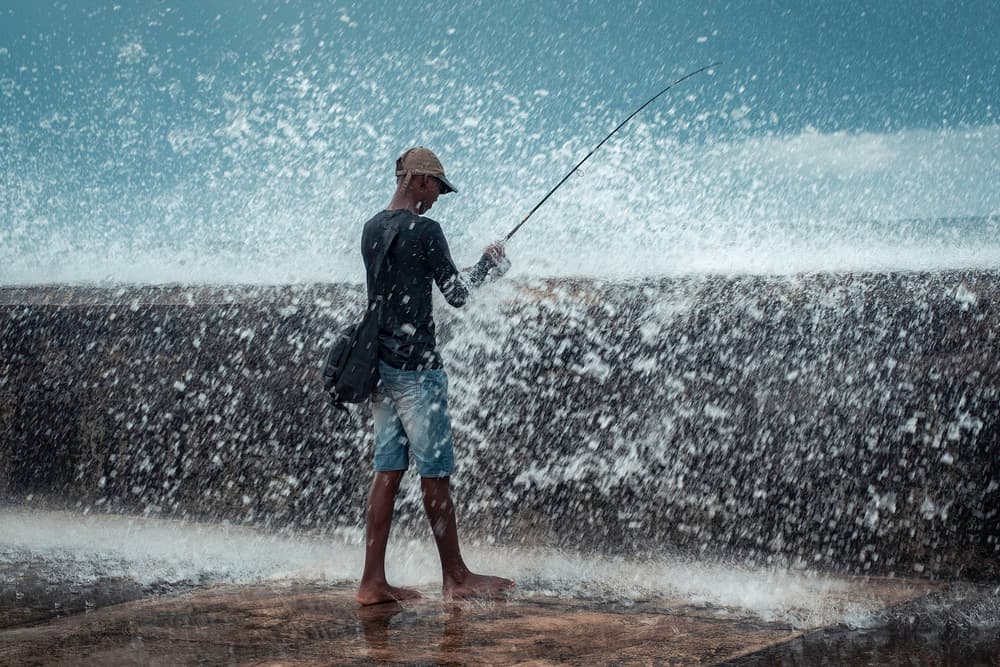Fishing in Ocean Spray by Andy Bauer — canvas wall art
