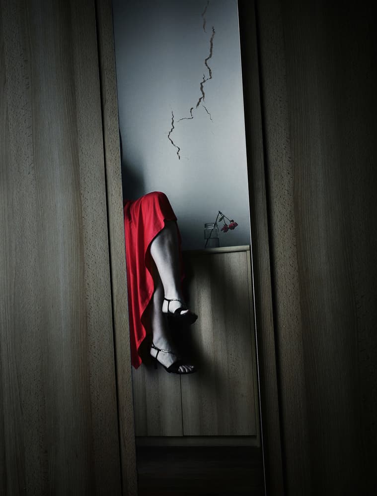 Red Dress Mirror Reflection by Samanta Krivec — canvas wall art