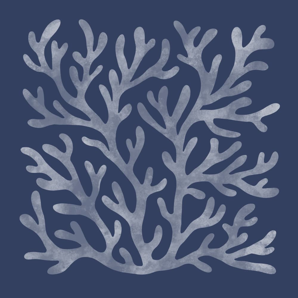 Indigo Coral Branches by EMELIEmaria — canvas wall art