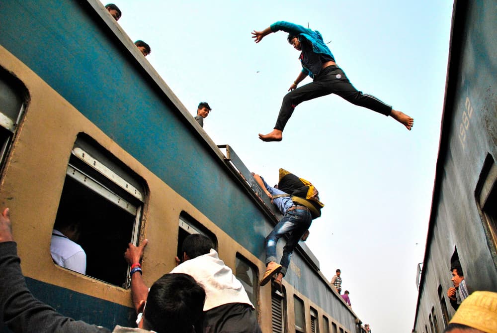 Leaping Between Trains by MD MAHABUB HOSSAIN KHAN — canvas wall art