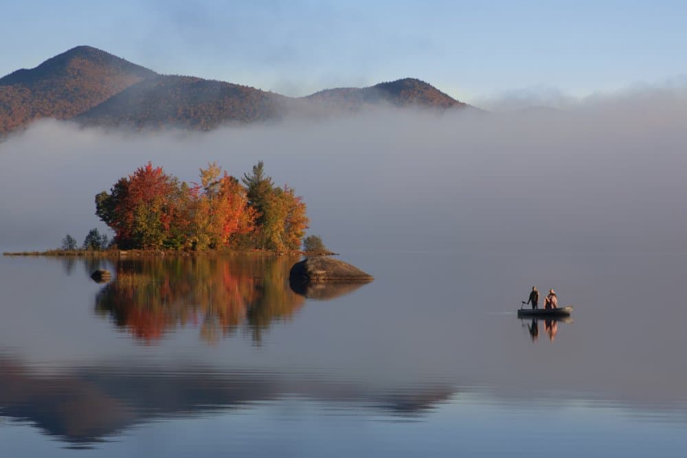 Misty Autumn Lake by Cicy Chen — canvas wall art