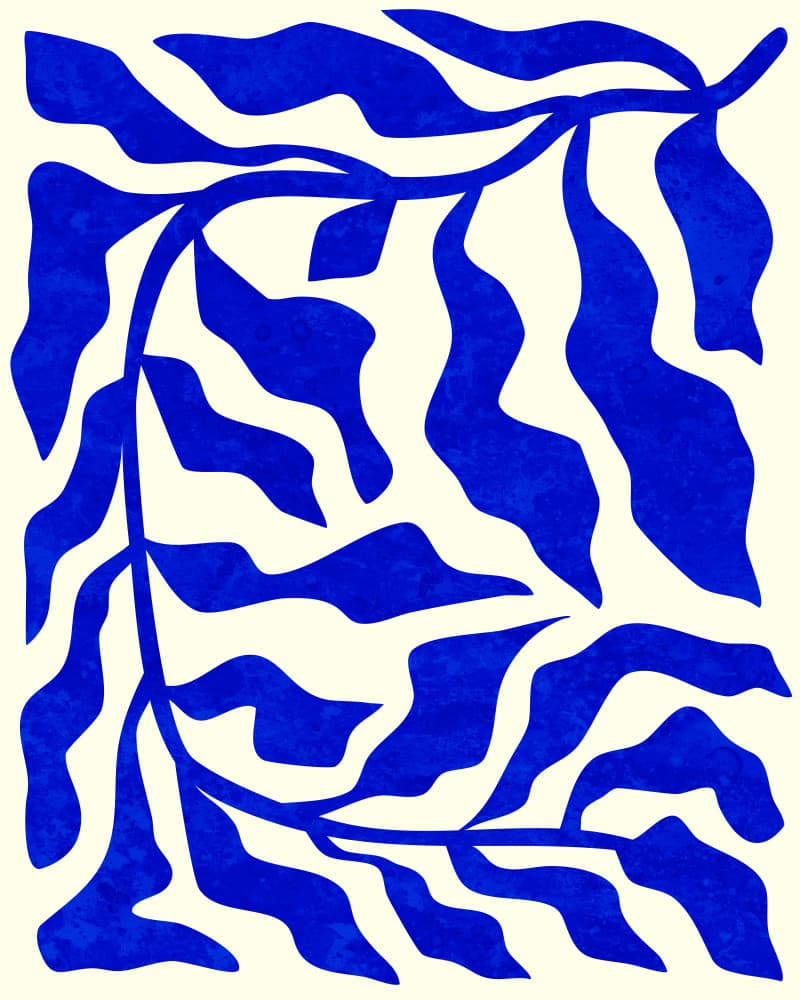 Blue Organic Leaves by Kintsugi99 — canvas wall art