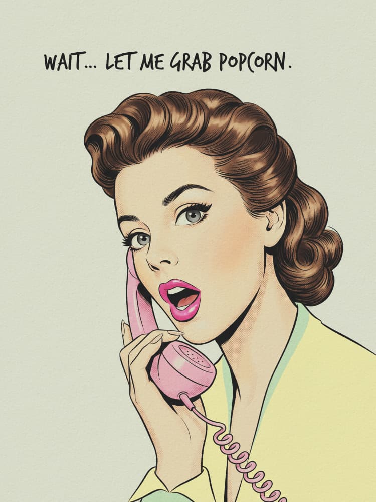 Retro Popcorn Call by Andreas Magnusson — canvas wall art