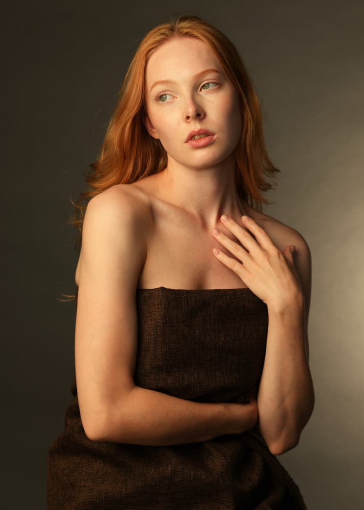 Pensive Redhead Portrait by Yoram GIL — canvas wall art