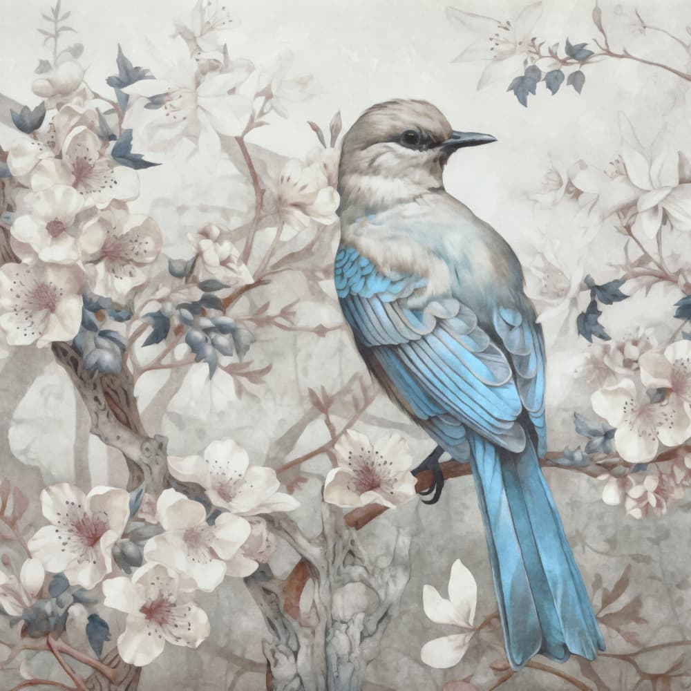 Blue Bird Among Blossoms by Andrea Haase — canvas wall art