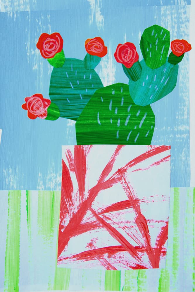 Blooming Cactus Collage by Shelley Hampe — canvas wall art