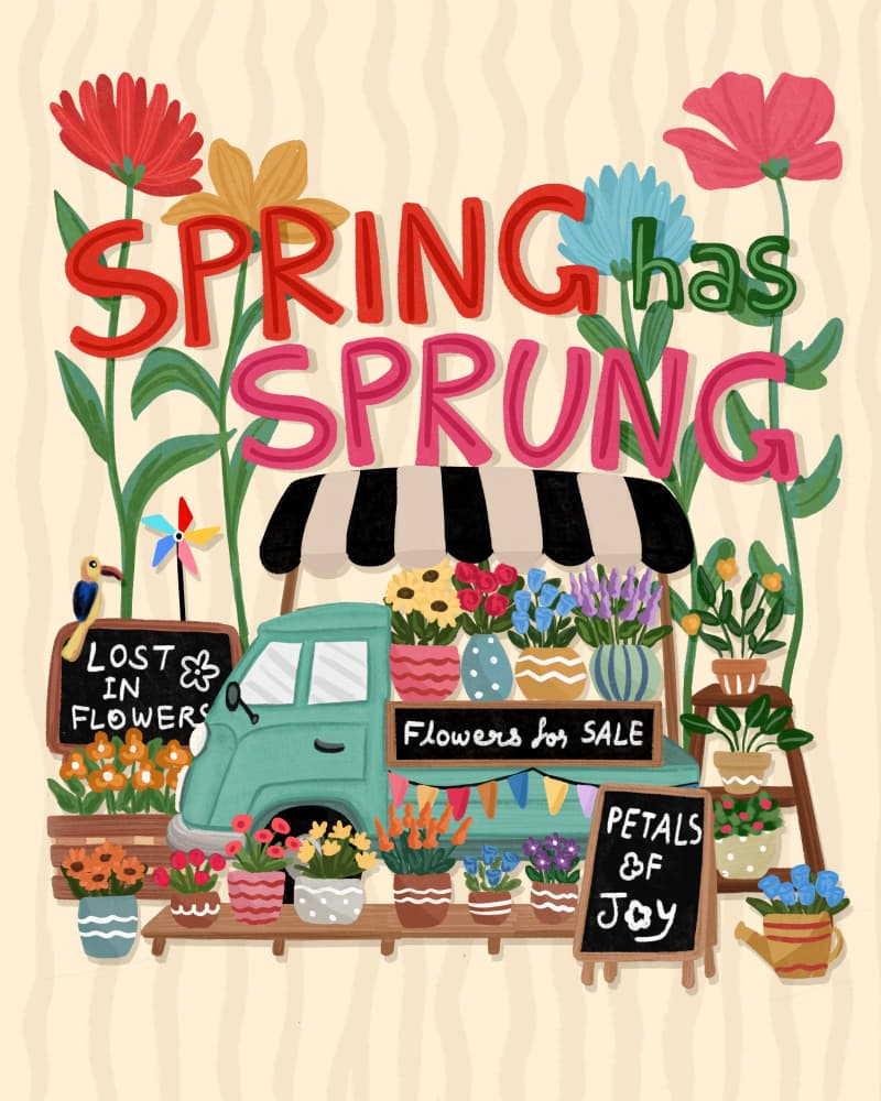 Spring Flower Market Truck by Nidhi Kachhadiya — canvas wall art