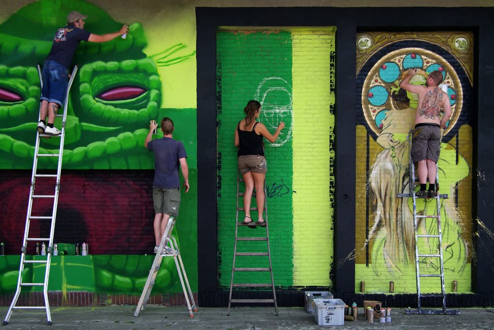 Mural Artists At Work by Lus Joosten — canvas wall art