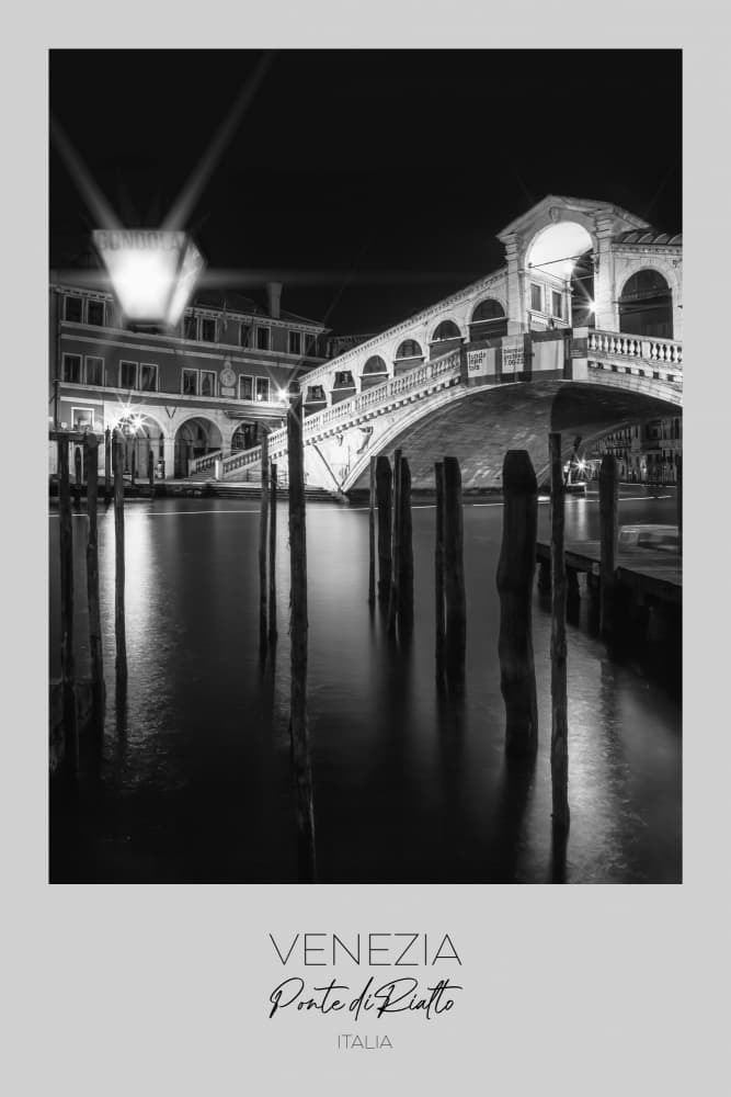 Venice Rialto Bridge Night by Melanie Viola — canvas wall art
