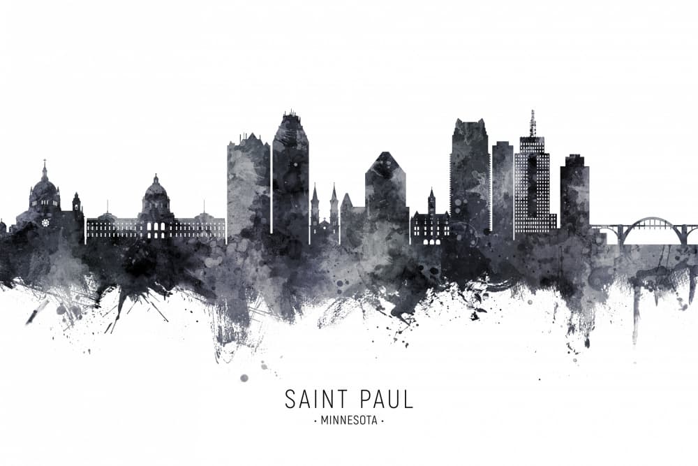 Saint Paul Minnesota Skyline by Michael Tompsett — canvas wall art