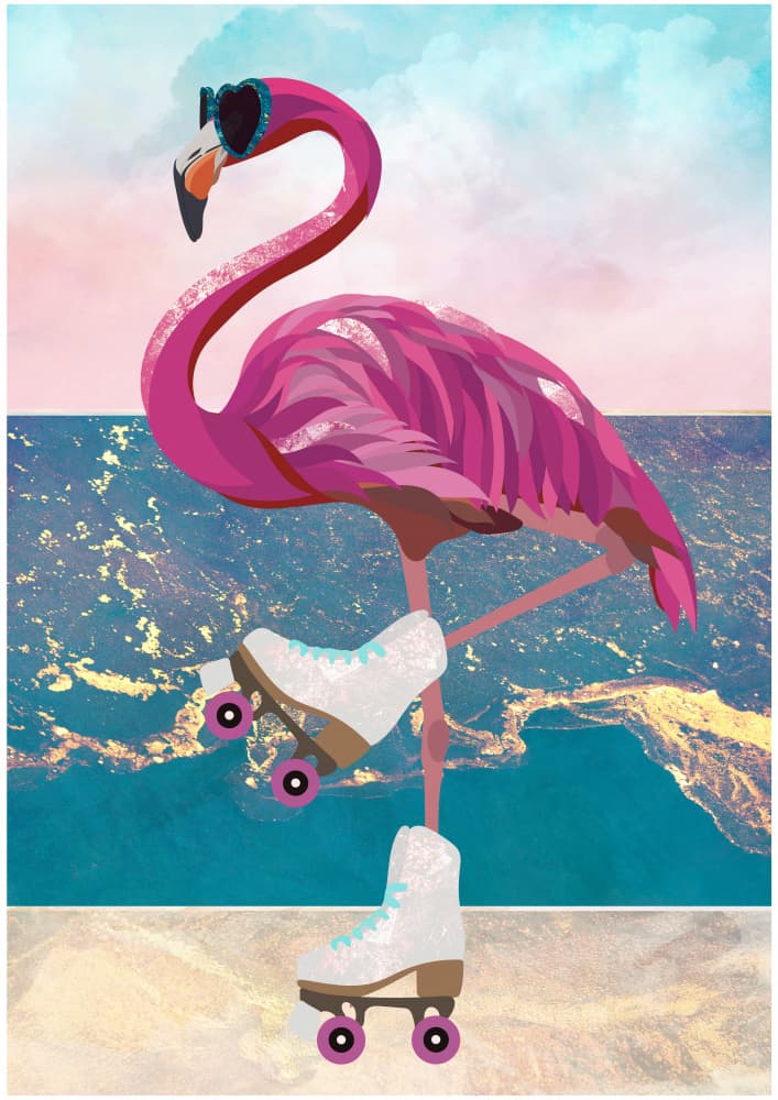 Cool Flamingo Summer by Sarah Manovski — canvas wall art