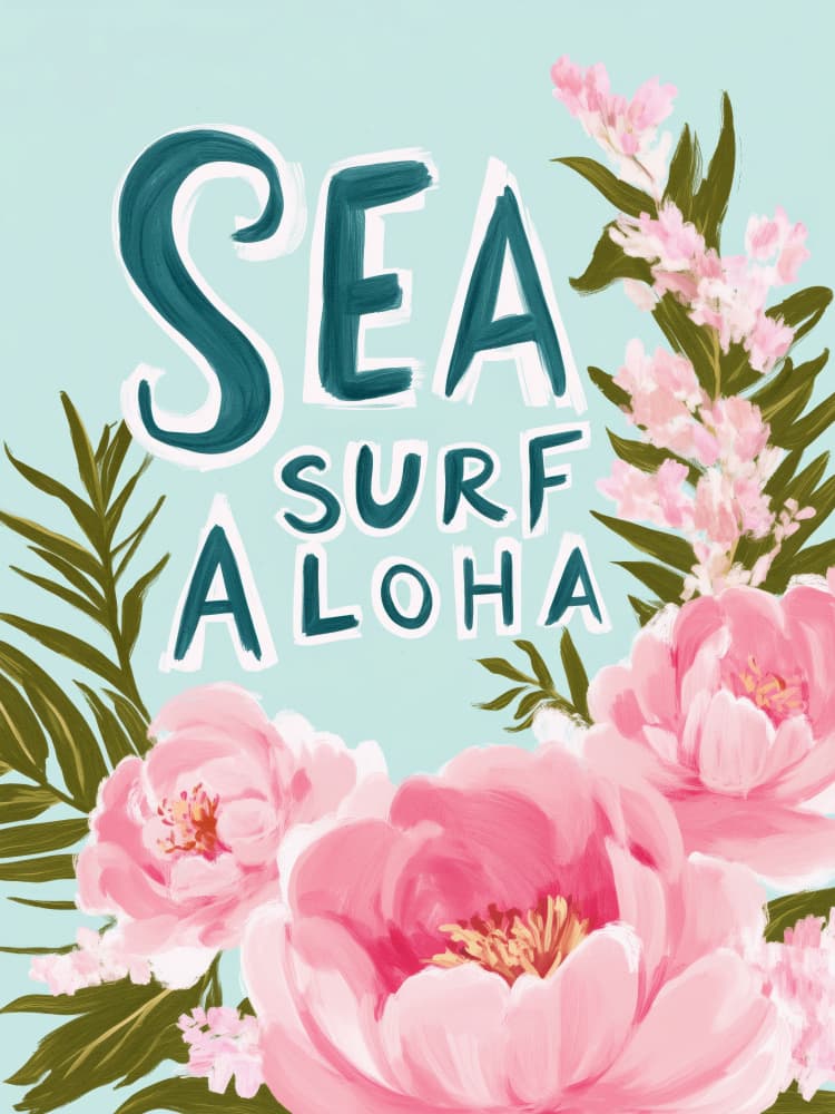 Aloha Blossom Surf by Treechild — canvas wall art