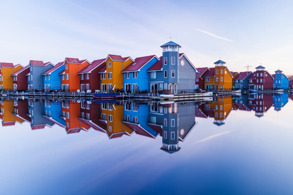 Colorful Waterfront Homes by Ton Drijfhamer — canvas wall art