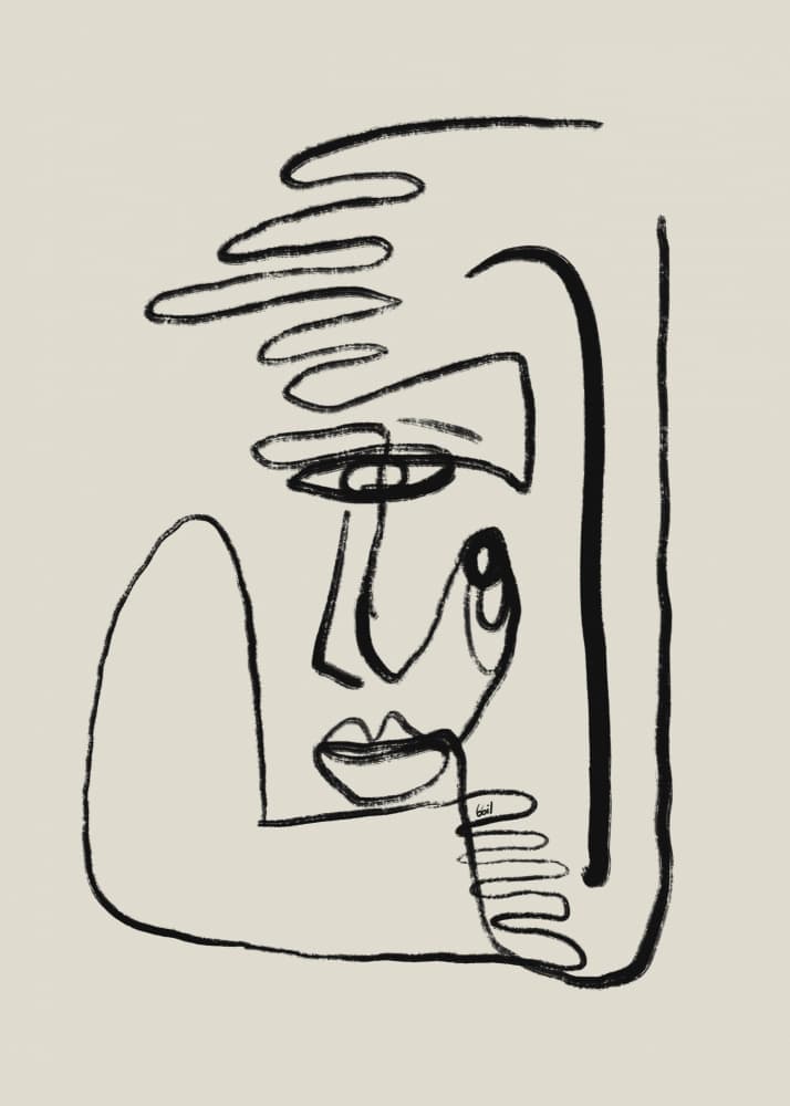 Minimalist Line Face by GIovanna Gil Alves — canvas wall art