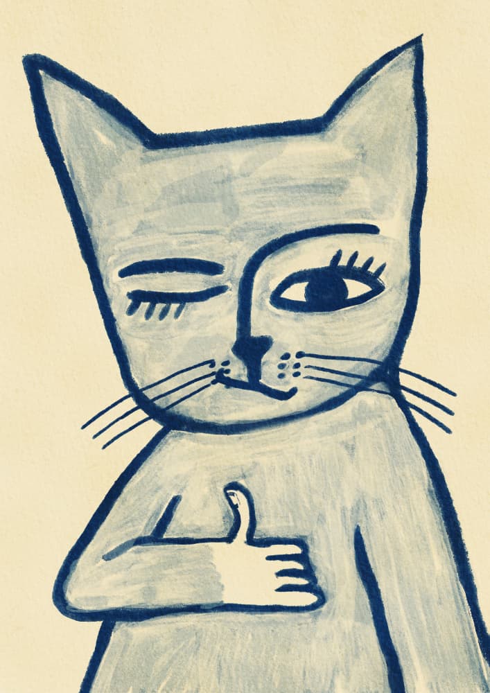 Winking Cat Thumbs Up by Sharyn Bursic — canvas wall art