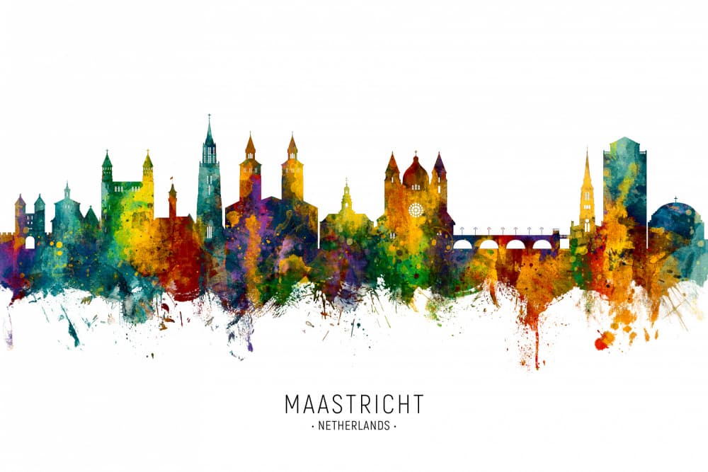 Colorful Maastricht Skyline by Michael Tompsett — canvas wall art