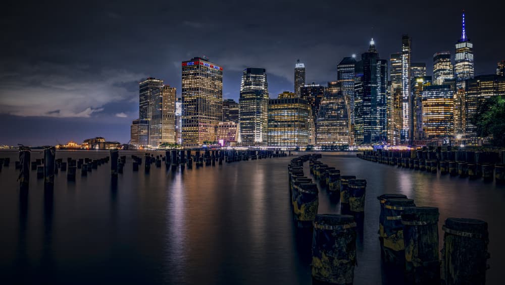 Manhattan Night Skyline by Robbert Ladan — canvas wall art
