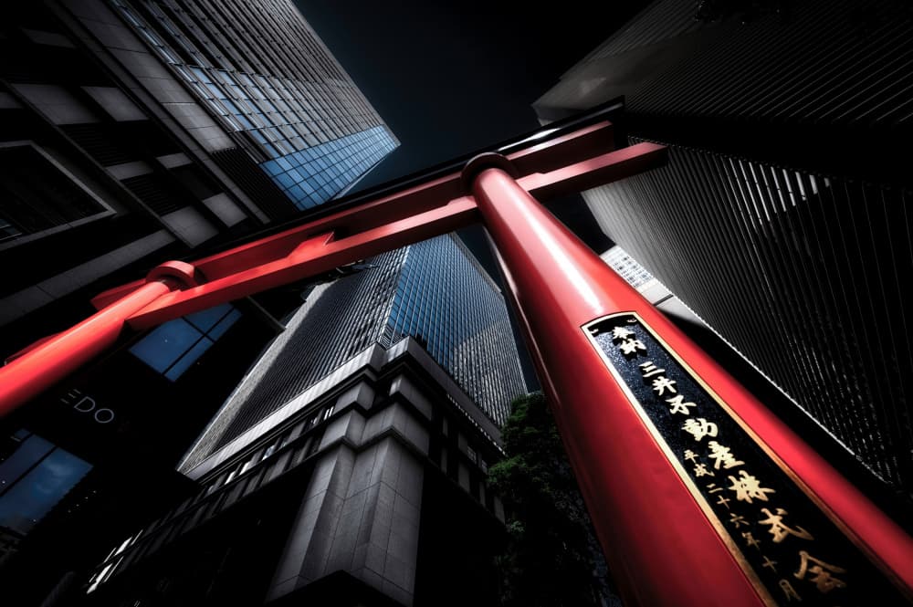 Red Torii Skyscrapers by Daiki Suzuki — canvas wall art
