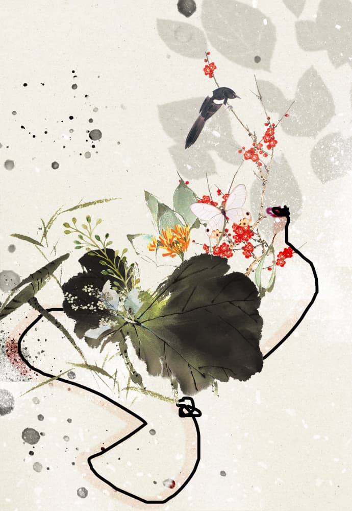 Blossoms and Silhouette by Pelin Atilla — canvas wall art