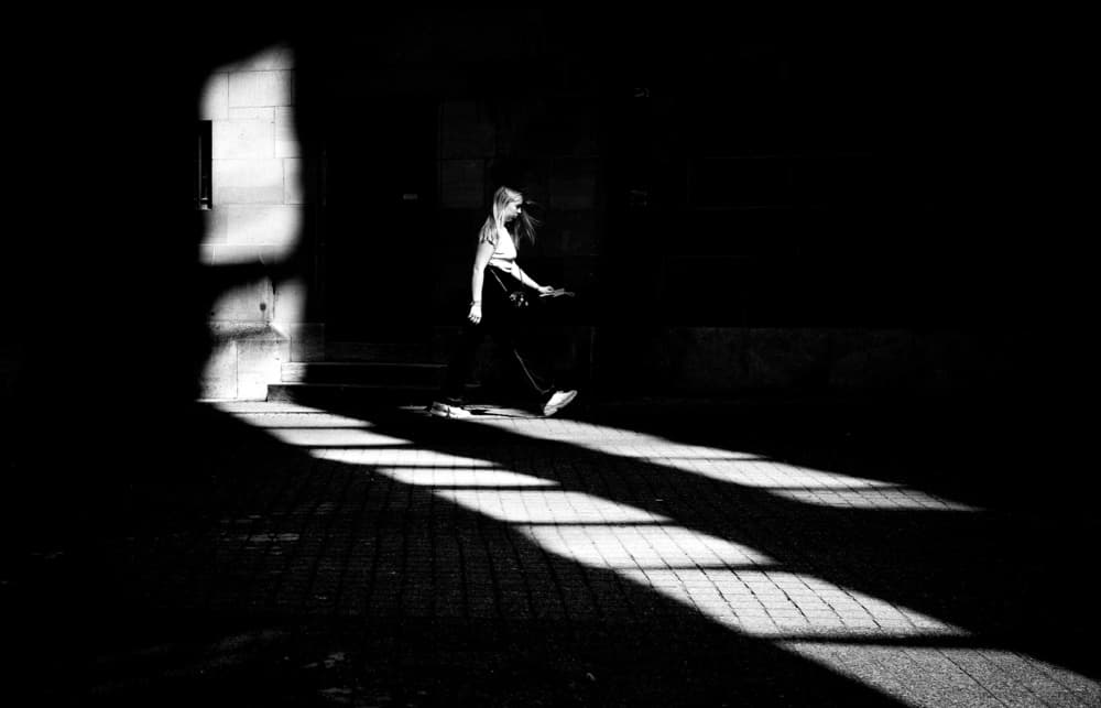 Woman In Shadow Play by Jürgen Hartlieb — canvas wall art