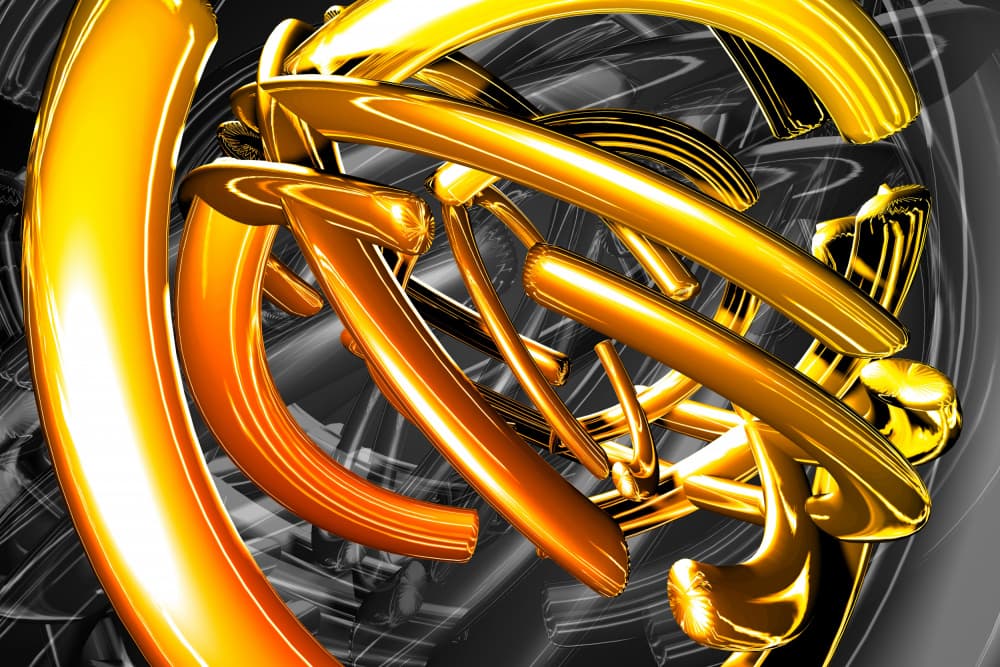 Golden Abstract Flow by Rafal Kulik — canvas wall art