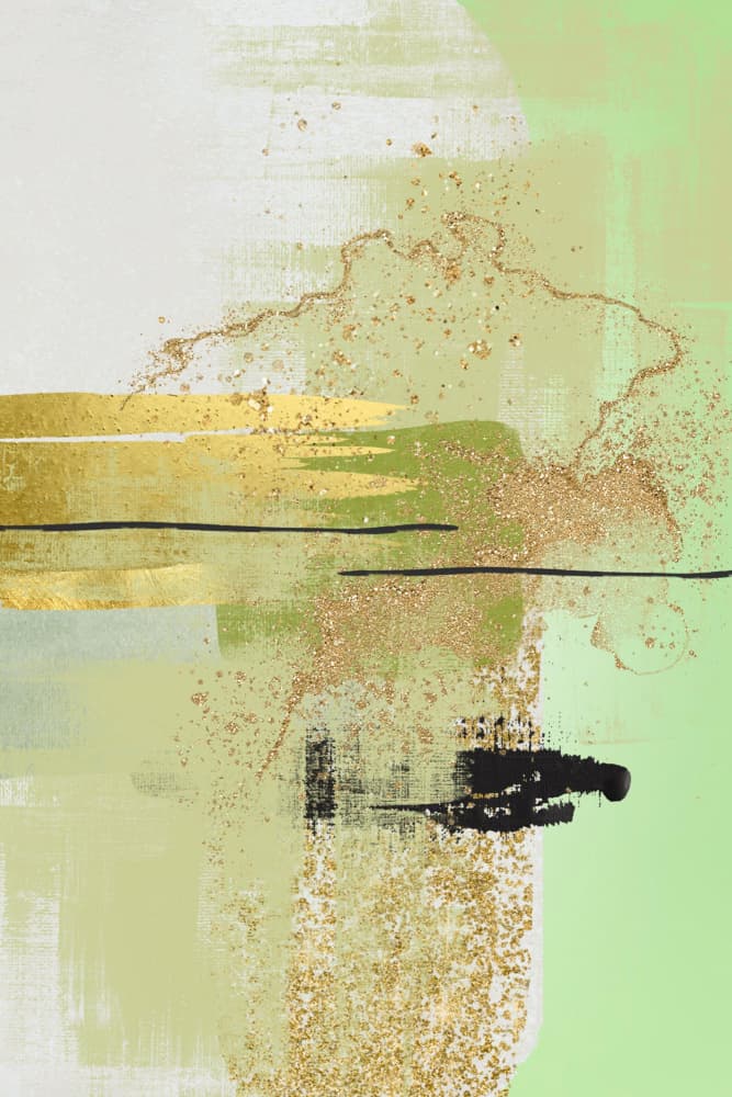 Golden Green Abstract by Sally Ann Moss — canvas wall art