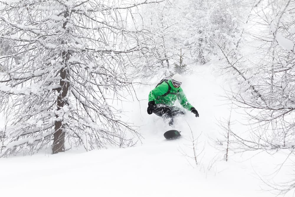 Winter Powder Snowboarding by Jakob Sanne — canvas wall art