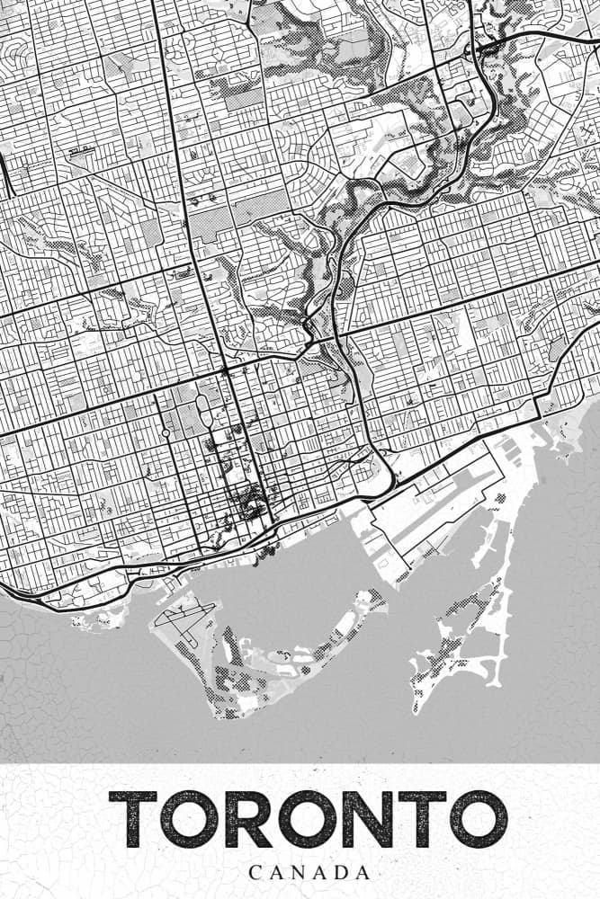 Toronto City Map by StudioSix — canvas wall art