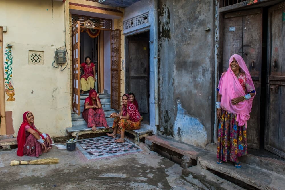 Happy Indian Village Women by Mohammed Alnaser — canvas wall art