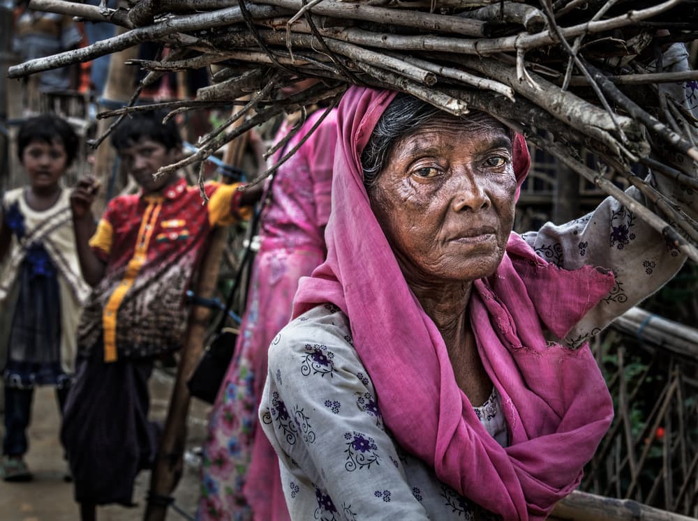 Elderly Woman Carrying Wood by Joxe Inazio Kuesta Garmendia — canvas wall art