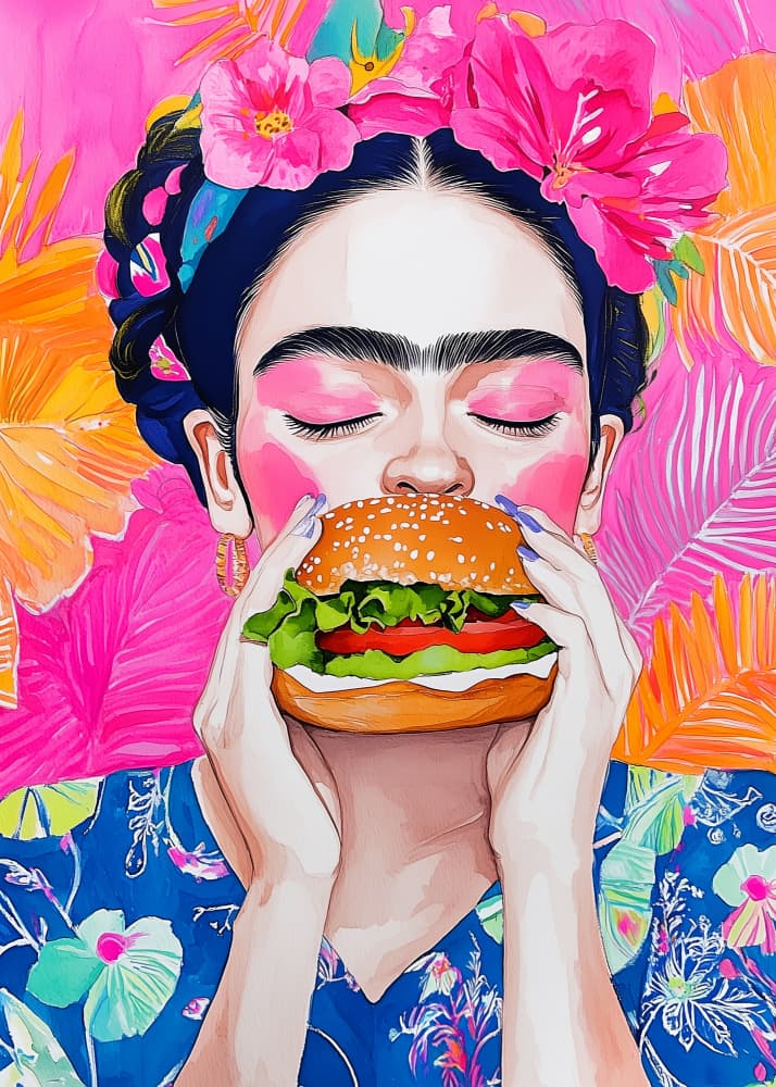Frida Burger Bliss by Justyna Jaszke — canvas wall art