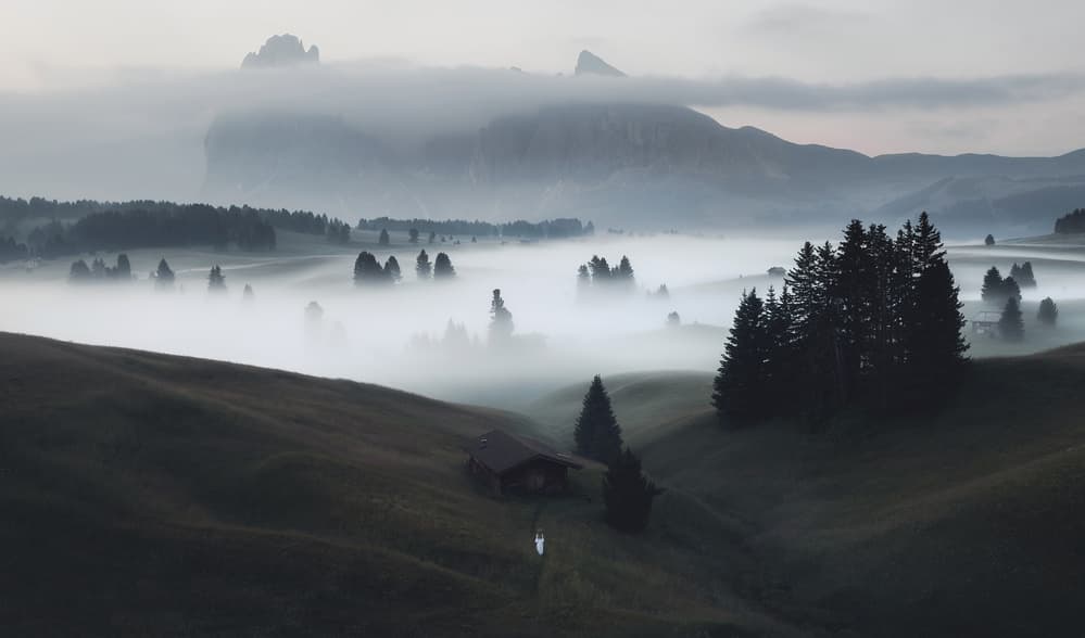 Misty Mountain Valley by Ales Krivec — canvas wall art