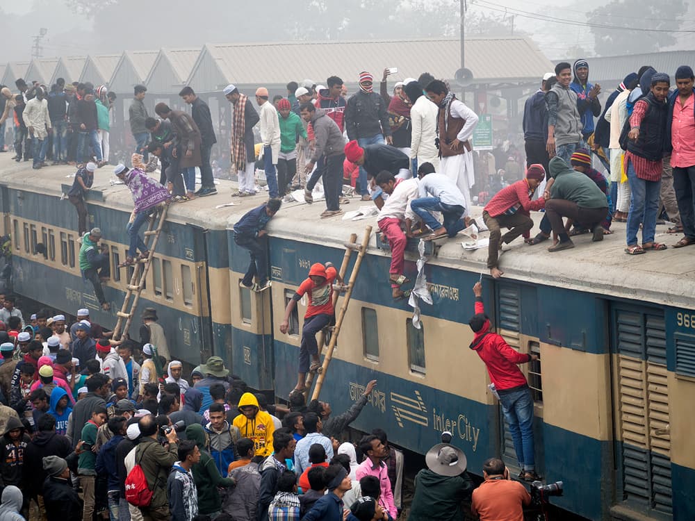 Overcrowded Train Travel by Marcel Rebro — canvas wall art