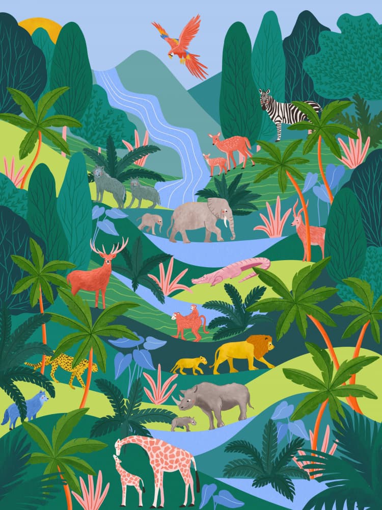 Safari Animal Kingdom by Ceyda Alasar — canvas wall art