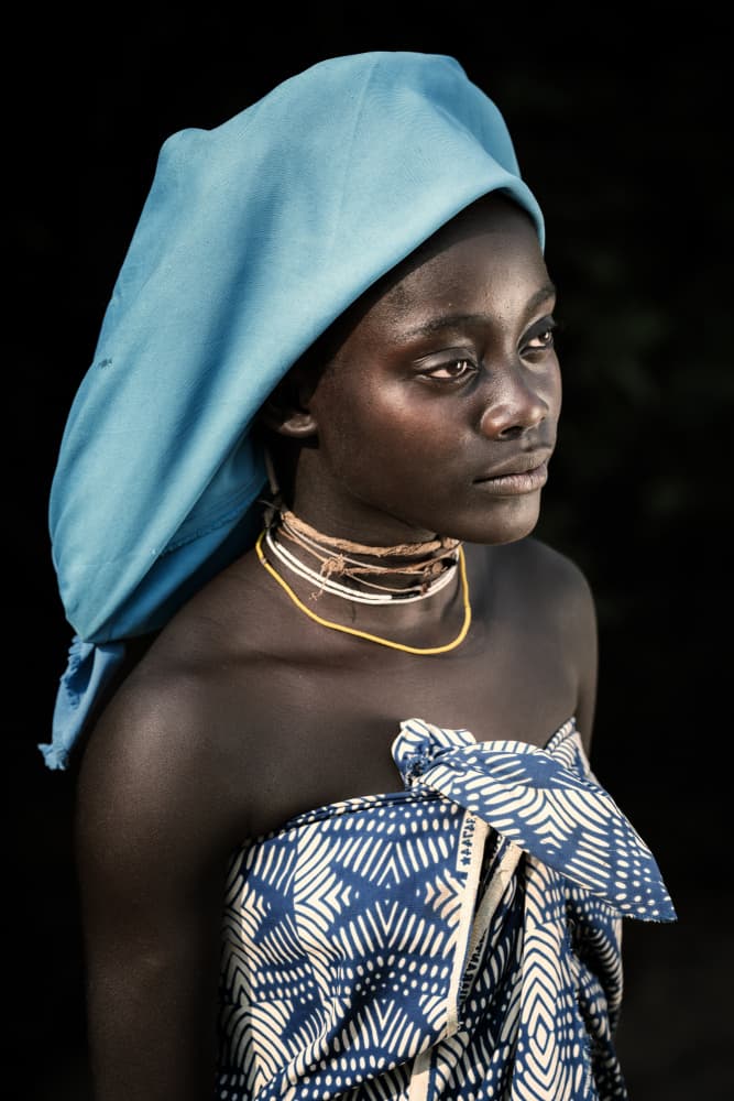 Blue Headwrap Portrait by Trevor Cole — canvas wall art