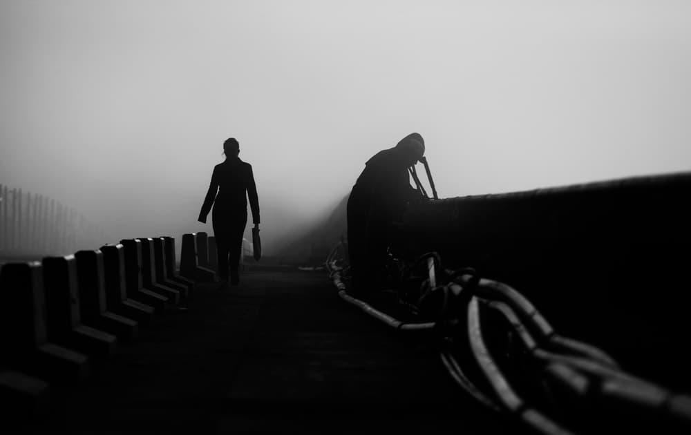 Lone Figure In Fog by Julien Oncete — canvas wall art