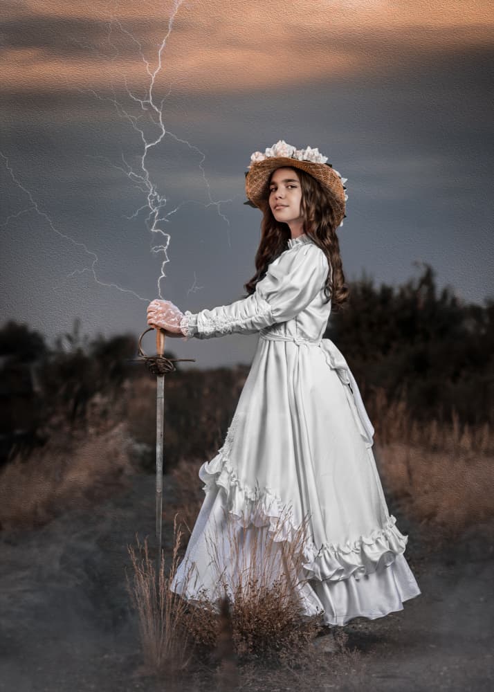 Lightning Sword Girl by Robert Girmencea — canvas wall art