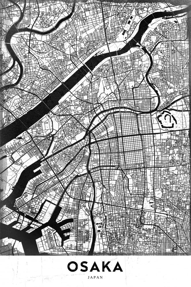 Osaka Japan Map by StudioSix — canvas wall art