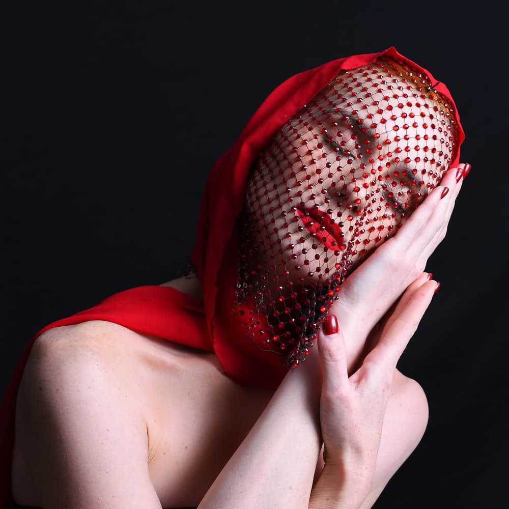 Woman in Red Veil by Yoram GIL — canvas wall art