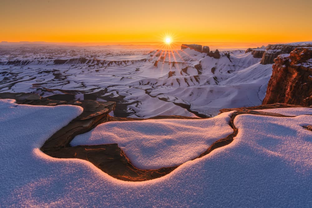 Golden Winter Canyon by Jennie Jiang — canvas wall art