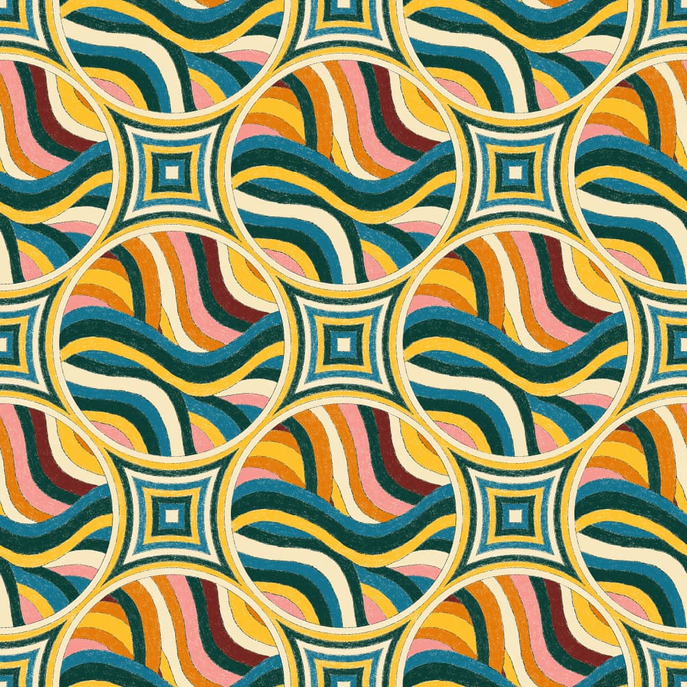 Groovy Circles and Waves by Philippine Bouchez — canvas wall art