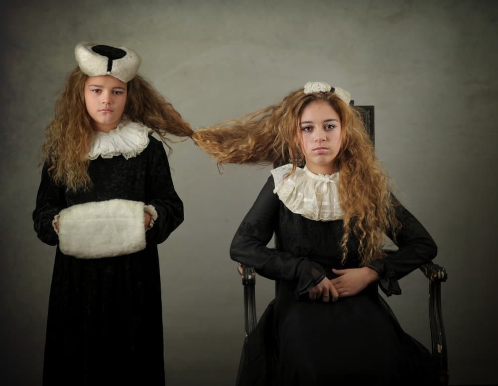 Girls With Connected Hair by Monika Vanhercke — canvas wall art
