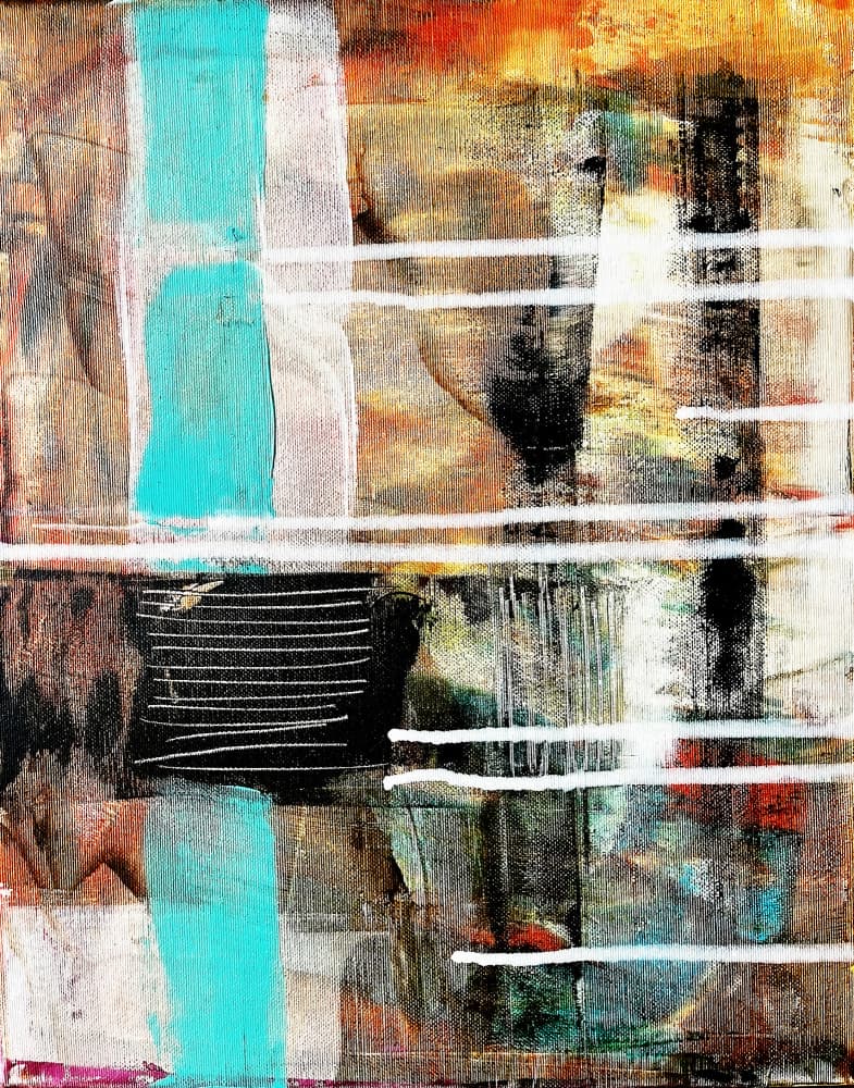 Modern Teal Blocks by Owe Emfestav — canvas wall art