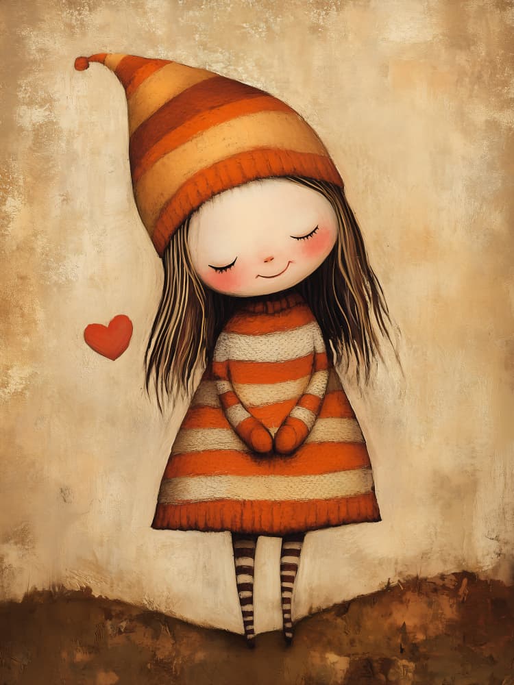 Shy Striped Girl by Annika Persson — canvas wall art