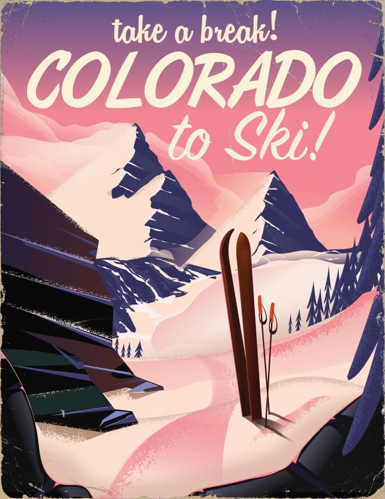 Vintage Colorado Skiing by Nicholas — canvas wall art