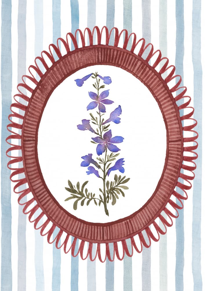 Green Stripes Purple Flower by Suchi Deb — canvas wall art