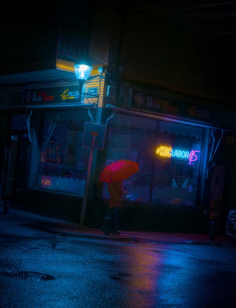 Rainy City Night Walk by Carlos Hernandez Martinez — canvas wall art