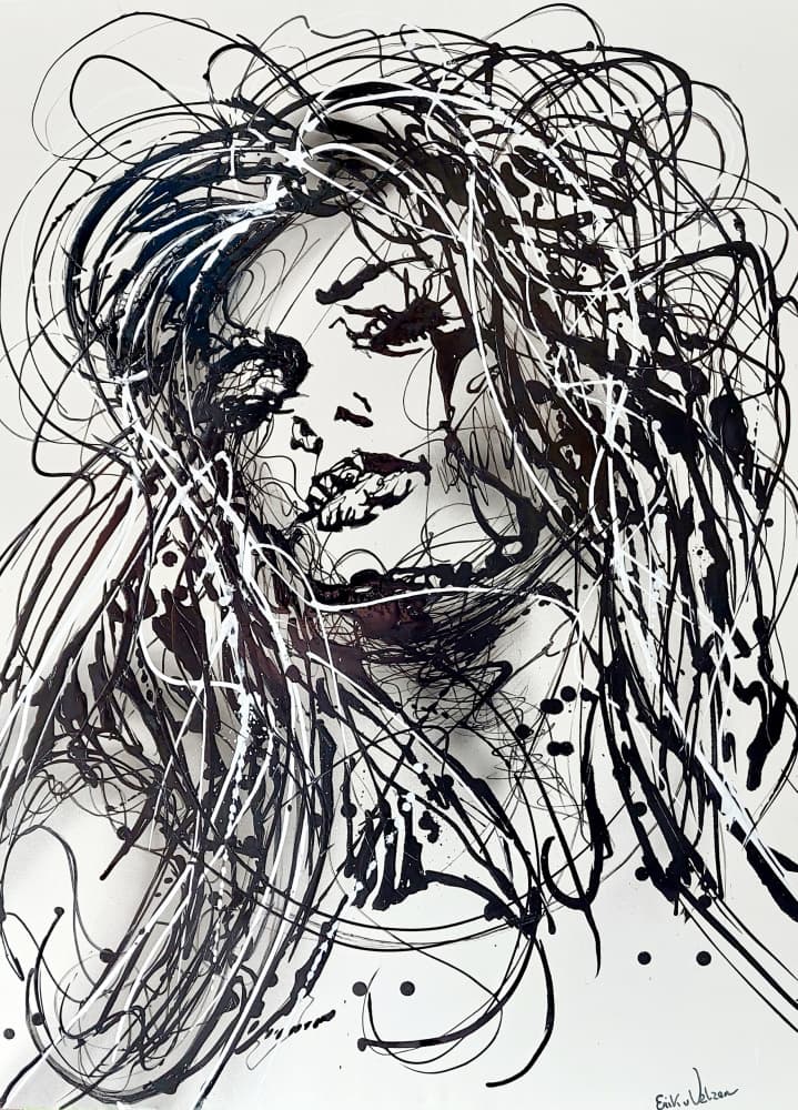Expressive Ink Woman by Erik Van Velzen — canvas wall art