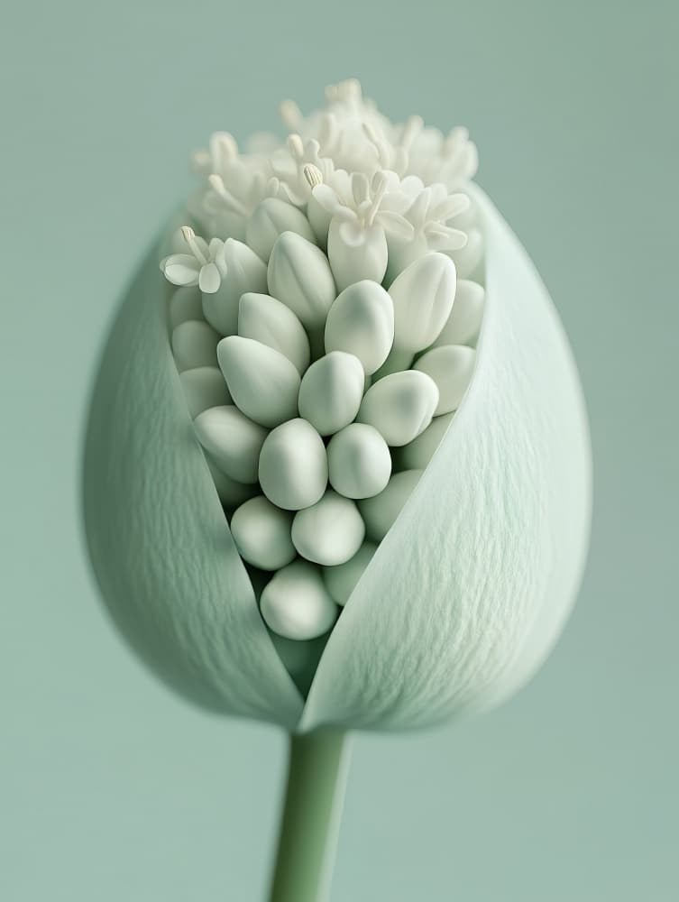 Unfolding Green Bud by Bilge Paksoylu — canvas wall art