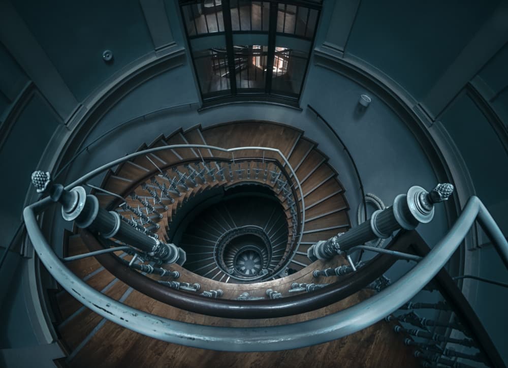 Grand Spiral Staircase by Lukasz Derangowski — canvas wall art